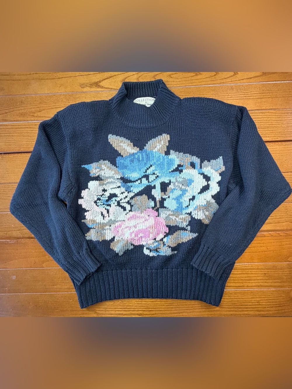 Vintage 80s Collections by Michelle Stuart Floral Intarsia Sweater
